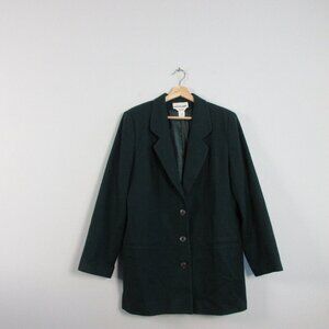 David Benjamin Blazer Jacket Womens 14 Dark Green Wool Long Sleeve Vintage 574
